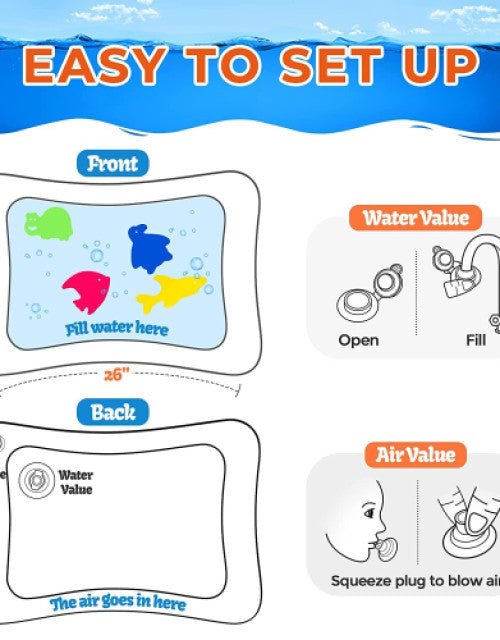 Baby Water Mat Toys Tummy Time Leakproof Water Mat