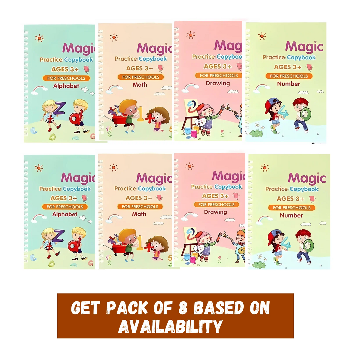 Magic Book for Kids, Sink Magic Practice CopyBook, (4 Books+10 Refills+1 Pen+1 Grip) ( Pack Of 1 )
