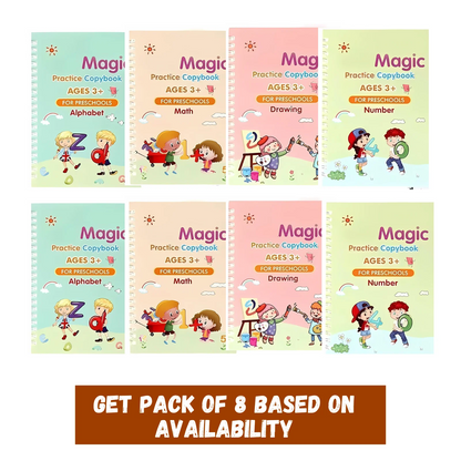 Magic Book for Kids, Sink Magic Practice CopyBook, (4 Books+10 Refills+1 Pen+1 Grip) ( Pack Of 1 )