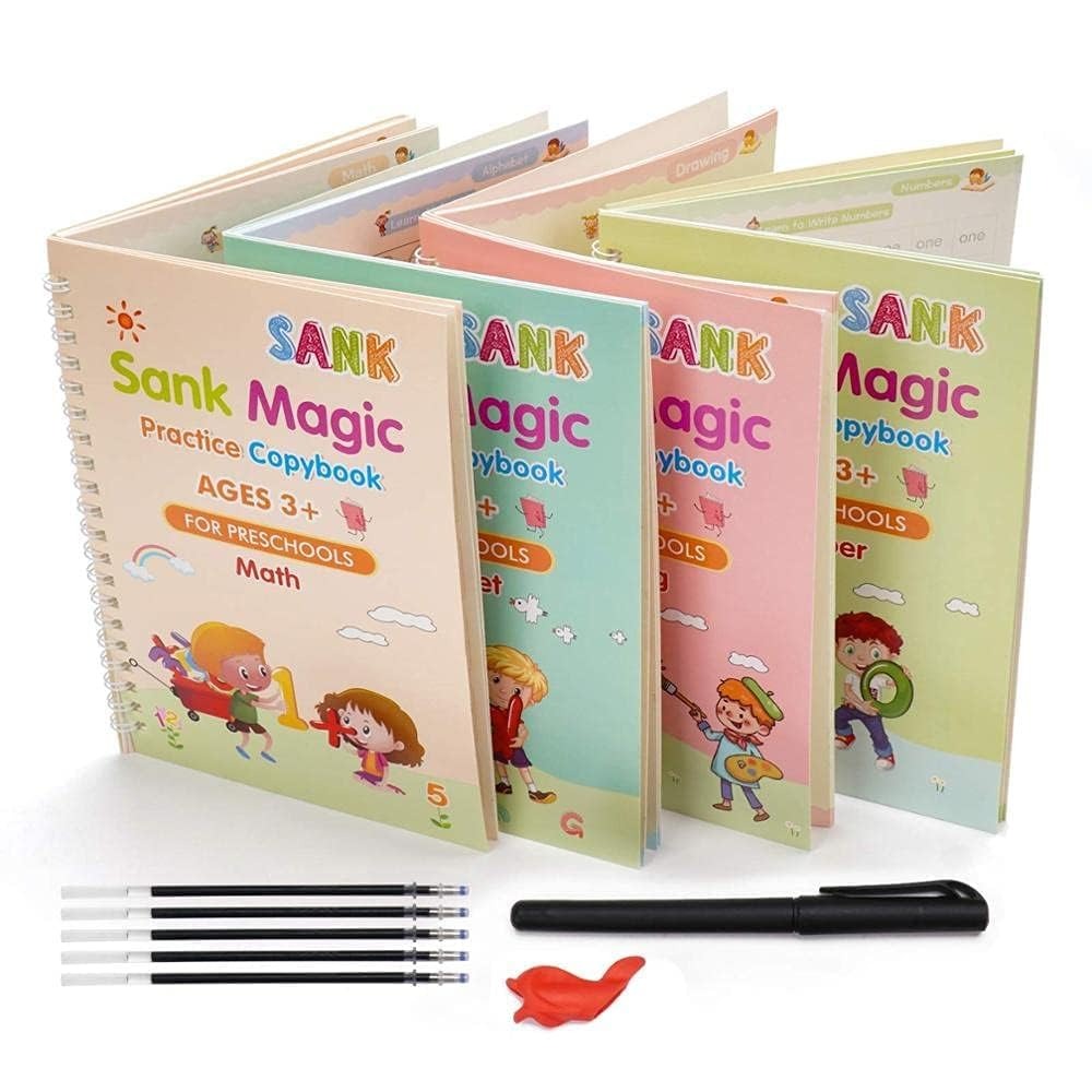 Magic Book for Kids, Sink Magic Practice CopyBook, (4 Books+10 Refills+1 Pen+1 Grip) ( Pack Of 1 )