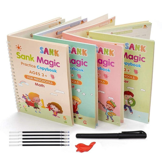 Magic Book for Kids, Sink Magic Practice CopyBook, (4 Books+10 Refills+1 Pen+1 Grip) ( Pack Of 1 )